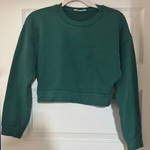 Reformation Forest Green Cropped Sweatshirt XS